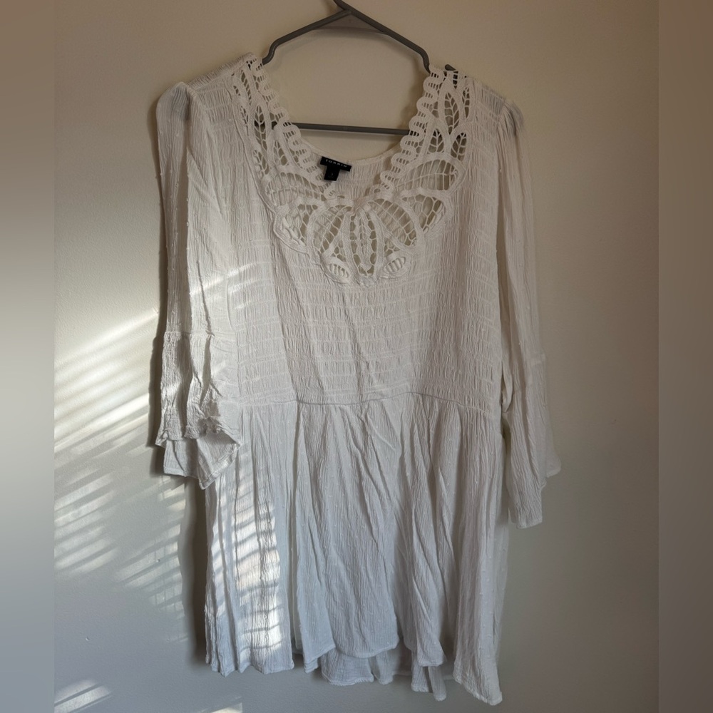Torrid White Lace Accent Blouse